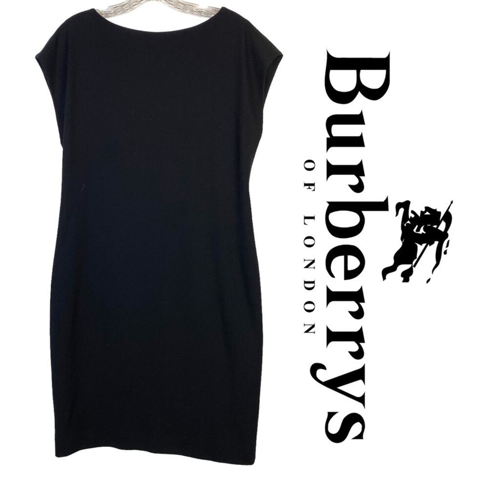 Burberry 100% Wool Black Sheath Dress Vintage Authenticated Size 8 - Picture 1 of 12
